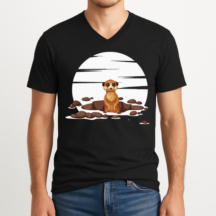 Retro Meerkat V-Neck T-Shirt