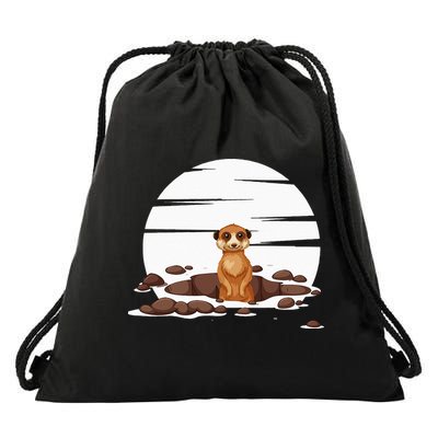 Retro Meerkat Drawstring Bag