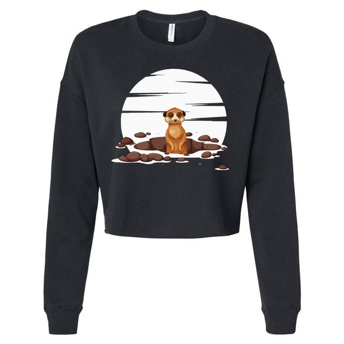 Retro Meerkat Cropped Pullover Crew
