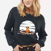 Retro Meerkat Cropped Pullover Crew