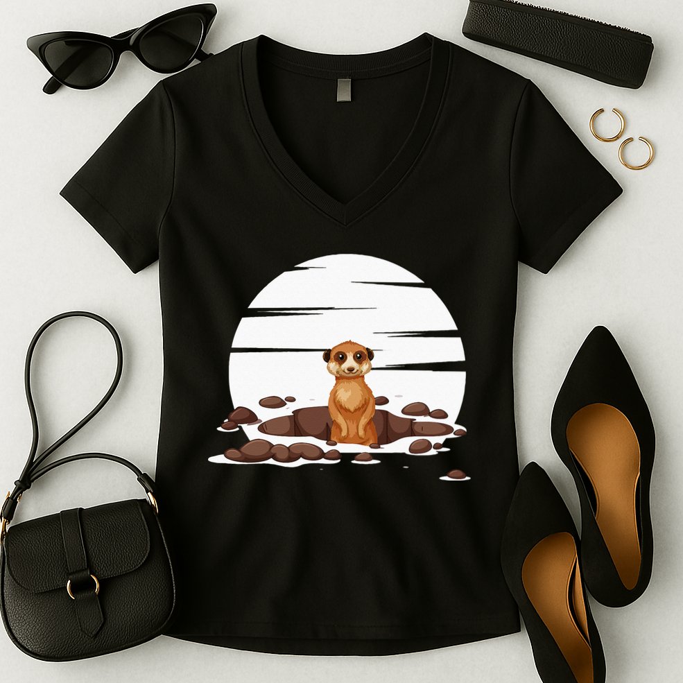 Retro Meerkat Women's V-Neck T-Shirt