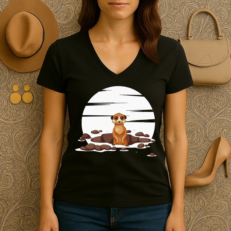 Retro Meerkat Women's V-Neck T-Shirt