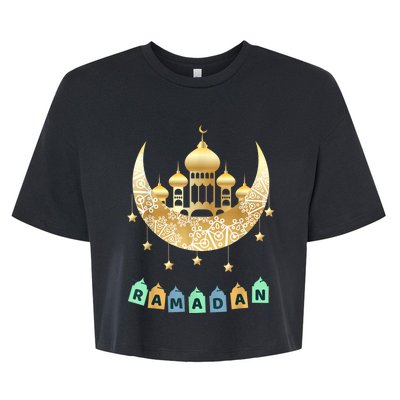 Ramadan Mubarak Ramadan Idea For Muslim Bella+Canvas Jersey Crop Tee