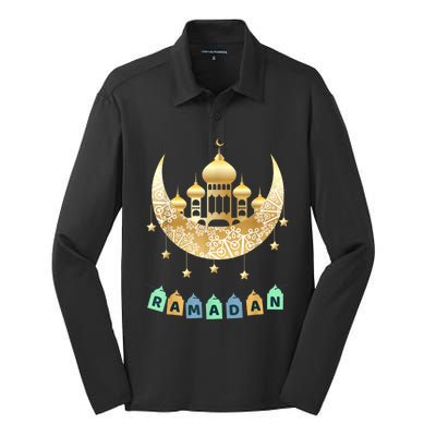 Ramadan Mubarak Ramadan Idea For Muslim Silk Touch Performance Long Sleeve Polo