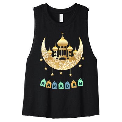 Ramadan Mubarak Ramadan Idea For Muslim Women's Racerback Cropped Tank