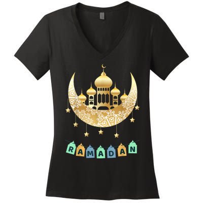 Ramadan Mubarak Ramadan Idea For Muslim Women's V-Neck T-Shirt