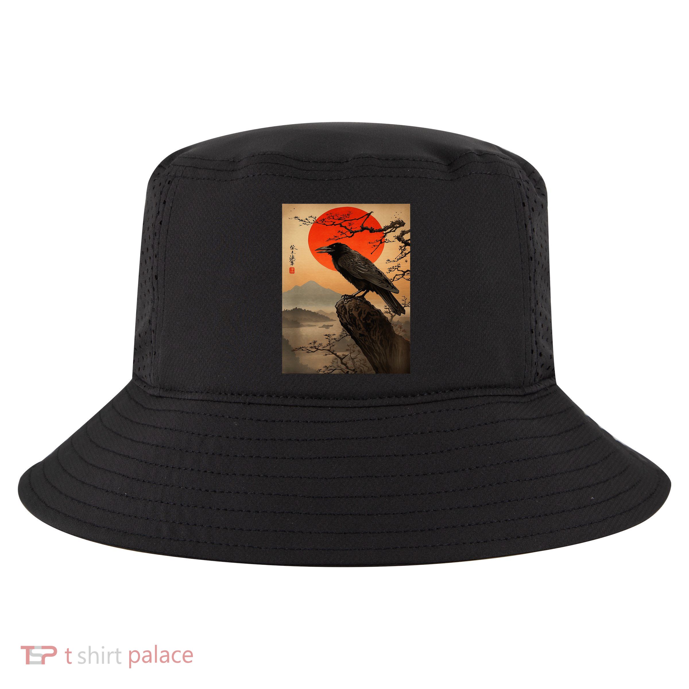 Red Moon Raven Graphic Black Crow Cool Comfort Performance Bucket Hat