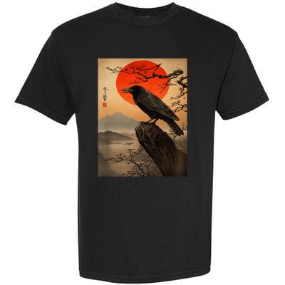 Red Moon Raven Graphic Black Crow Garment-Dyed Heavyweight T-Shirt