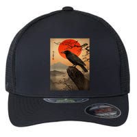 Red Moon Raven Graphic Black Crow Flexfit Unipanel Trucker Cap