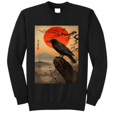 Red Moon Raven Graphic Black Crow Sweatshirt