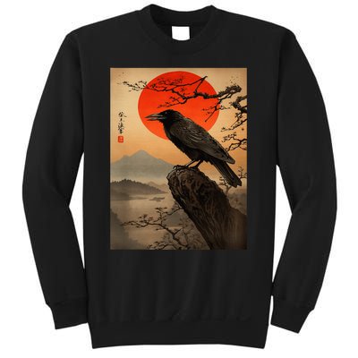 Red Moon Raven Graphic Black Crow Sweatshirt