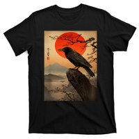 Red Moon Raven Graphic Black Crow T-Shirt