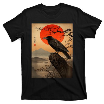 Red Moon Raven Graphic Black Crow T-Shirt