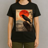 Red Moon Raven Graphic Black Crow T-Shirt