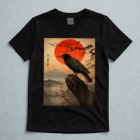 Red Moon Raven Graphic Black Crow T-Shirt