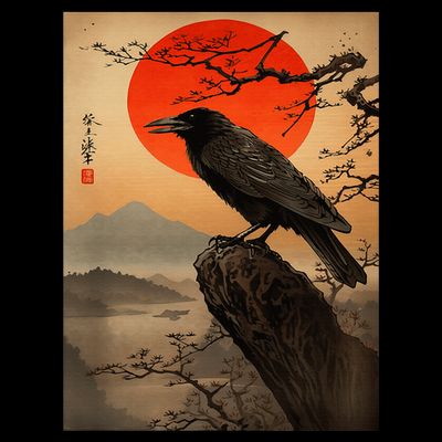 Red Moon Raven Graphic Black Crow T-Shirt