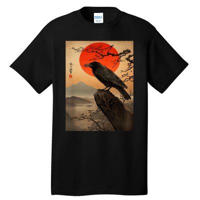 Red Moon Raven Graphic Black Crow Tall T-Shirt