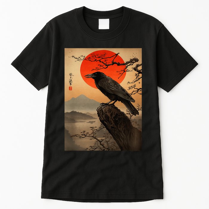 Red Moon Raven Graphic Black Crow Tall T-Shirt