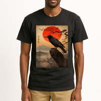 Red Moon Raven Graphic Black Crow Tall T-Shirt