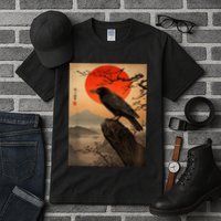 Red Moon Raven Graphic Black Crow Tall T-Shirt