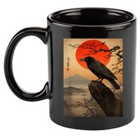 Red Moon Raven Graphic Black Crow 11oz C Handle Ceramic Mug