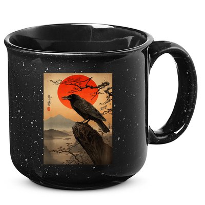 Red Moon Raven Graphic Black Crow 15oz Campfire Ceramic Mug
