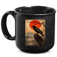 Red Moon Raven Graphic Black Crow 15oz Campfire Ceramic Mug