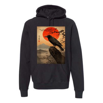 Red Moon Raven Graphic Black Crow Premium Hoodie