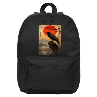 Red Moon Raven Graphic Black Crow 16 in Basic Backpack