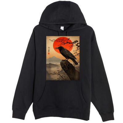 Red Moon Raven Graphic Black Crow Premium Pullover Hoodie