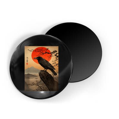 Red Moon Raven Graphic Black Crow Magnet
