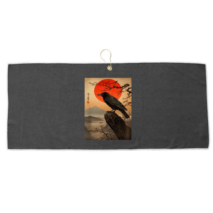 Red Moon Raven Graphic Black Crow Large Microfiber Waffle Golf Towel