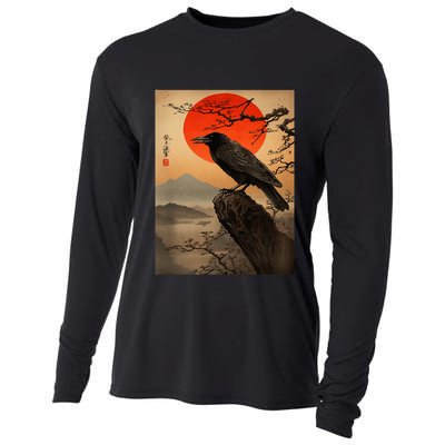 Red Moon Raven Graphic Black Crow Cooling Performance Long Sleeve Crew