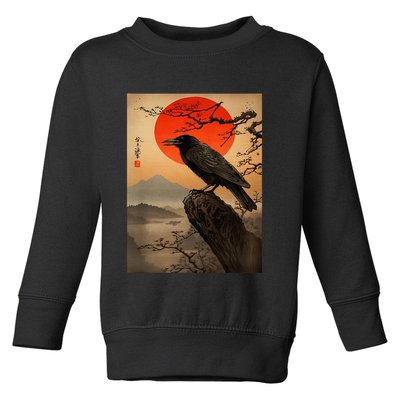 Red Moon Raven Graphic Black Crow Toddler Sweatshirt