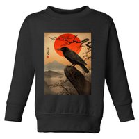 Red Moon Raven Graphic Black Crow Toddler Sweatshirt