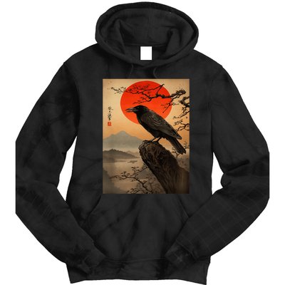 Red Moon Raven Graphic Black Crow Tie Dye Hoodie