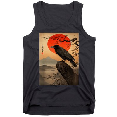 Red Moon Raven Graphic Black Crow Tank Top