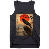 Red Moon Raven Graphic Black Crow Tank Top