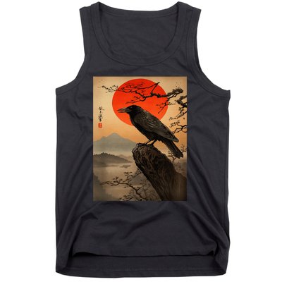 Red Moon Raven Graphic Black Crow Tank Top