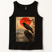 Red Moon Raven Graphic Black Crow Tank Top