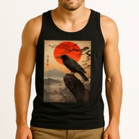 Red Moon Raven Graphic Black Crow Tank Top