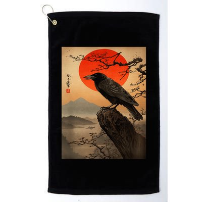 Red Moon Raven Graphic Black Crow Golf Towel