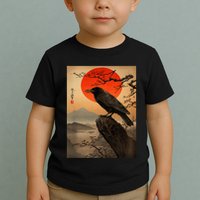 Red Moon Raven Graphic Black Crow Toddler T-Shirt