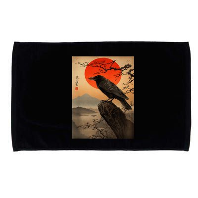 Red Moon Raven Graphic Black Crow Microfiber Hand Towel