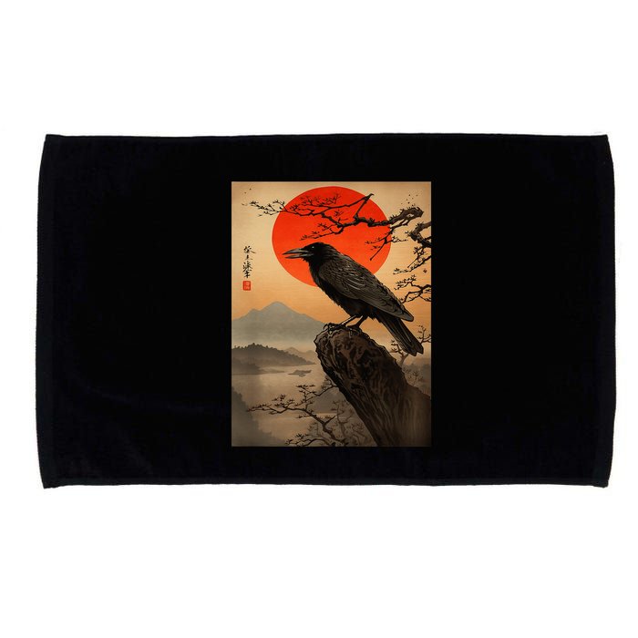 Red Moon Raven Graphic Black Crow Microfiber Hand Towel