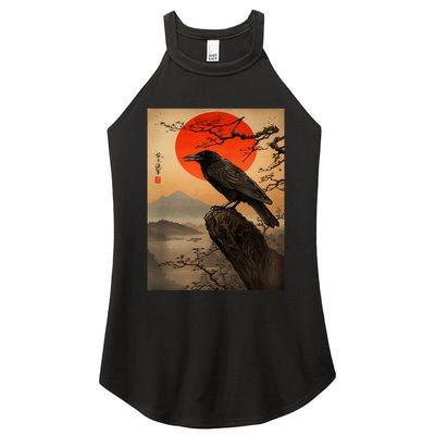 Red Moon Raven Graphic Black Crow Women's Perfect Tri Rocker Tank