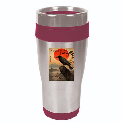 Red Moon Raven Graphic Black Crow 16oz Travel Tumbler