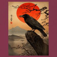 Red Moon Raven Graphic Black Crow 16oz Travel Tumbler