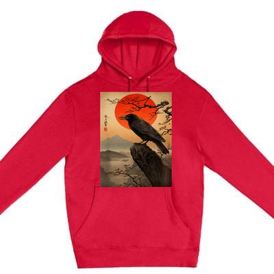 Red Moon Raven Graphic Black Crow Premium Pullover Hoodie