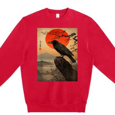 Red Moon Raven Graphic Black Crow Premium Crewneck Sweatshirt